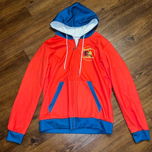 Baywatch Graphic Red and Blue Lightweight Zip Up Long Sleeve Jacket Size XL - Picture 2 of 12